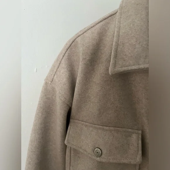 NWOT FREE PEOPLE WE THE FREE Lola Shirt Jacket | Beige/Melange MSRP $168 - Picture 8 of 11
